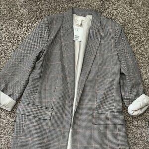 Women's Black and White Checkered Blazer